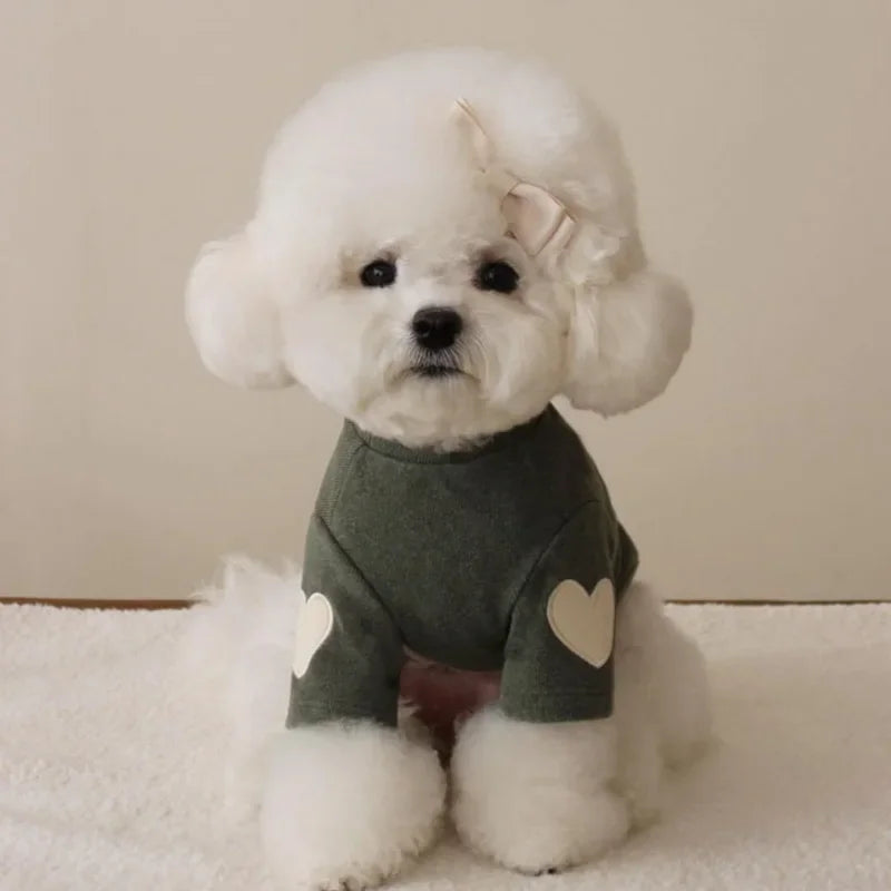 Love Winter Warm Pet Dog Clothes Base Shirt Cute Love Bear Teddy Yorkshire Hoodie Cat Pet Warm Clothes Designer Puppy Clothing - the hidden spot 