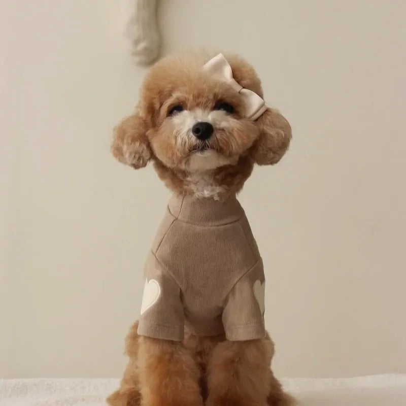 Love Winter Warm Pet Dog Clothes Base Shirt Cute Love Bear Teddy Yorkshire Hoodie Cat Pet Warm Clothes Designer Puppy Clothing - the hidden spot 