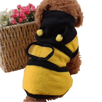 Bee Pet Puppy Coat Apparel Outfit Fleece Clothes Dog Cat Hoodie Fancy Costume  Halloween Cosplay Sweater Dog Hoodies - the hidden spot 