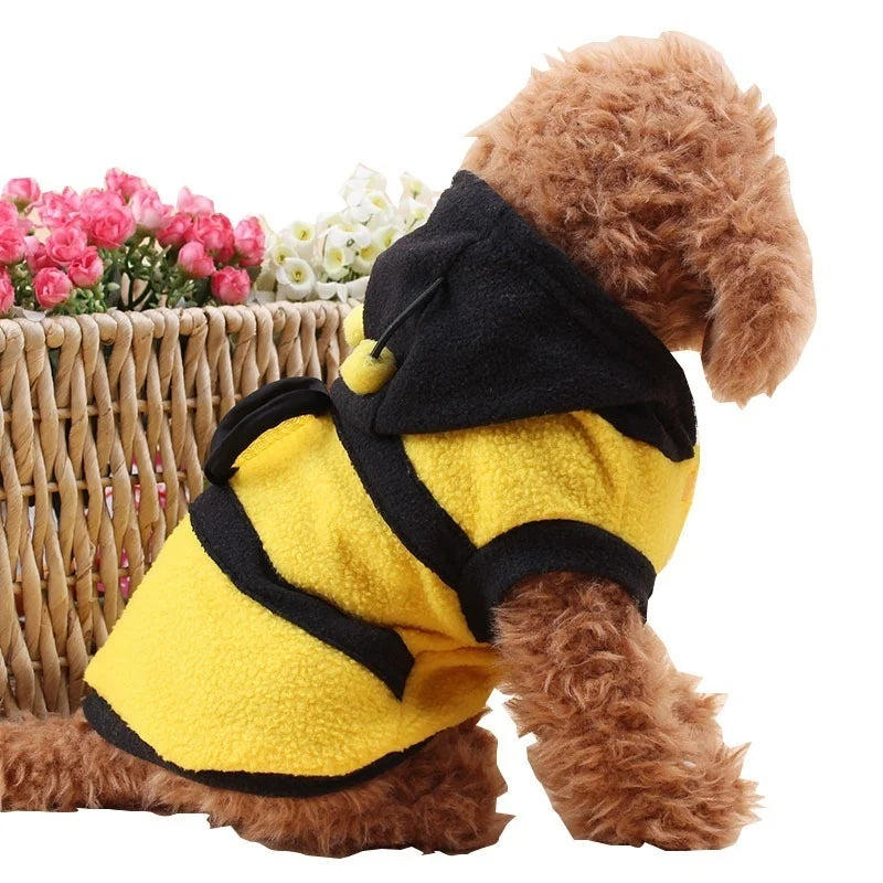 Bee Pet Puppy Coat Apparel Outfit Fleece Clothes Dog Cat Hoodie Fancy Costume  Halloween Cosplay Sweater Dog Hoodies - the hidden spot 