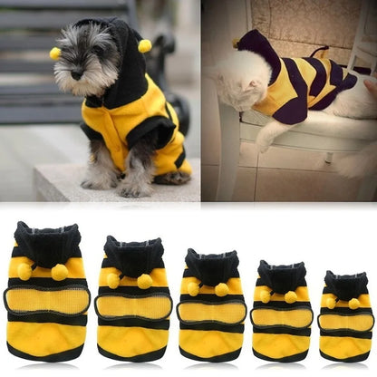 Bee Pet Puppy Coat Apparel Outfit Fleece Clothes Dog Cat Hoodie Fancy Costume  Halloween Cosplay Sweater Dog Hoodies - the hidden spot 