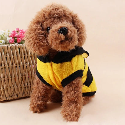 Bee Pet Puppy Coat Apparel Outfit Fleece Clothes Dog Cat Hoodie Fancy Costume  Halloween Cosplay Sweater Dog Hoodies - the hidden spot 