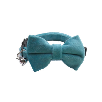 Adjustable Velvet Cat Collar with Movable Bowtie and Bell - Stylish and Safe Pet Accessory for Cats and Small Dogs - the hidden spot 