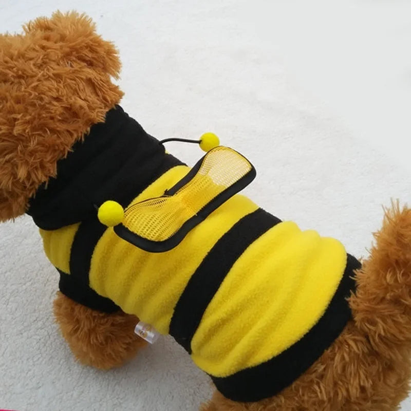 Bee Pet Puppy Coat Apparel Outfit Fleece Clothes Dog Cat Hoodie Fancy Costume  Halloween Cosplay Sweater Dog Hoodies - the hidden spot 